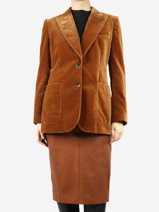 Bella Freud Tan velvet jacket - size UK 12