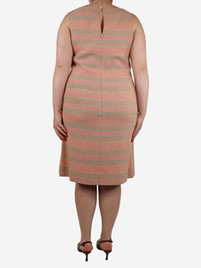 Chanel Pink tweed striped pocket dress - size UK 16