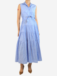 Sandro Blue embellished maxi dress - size UK 8