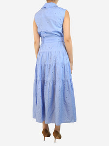 Sandro Blue embellished maxi dress - size UK 8