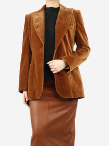 Bella Freud Tan velvet jacket - size UK 12