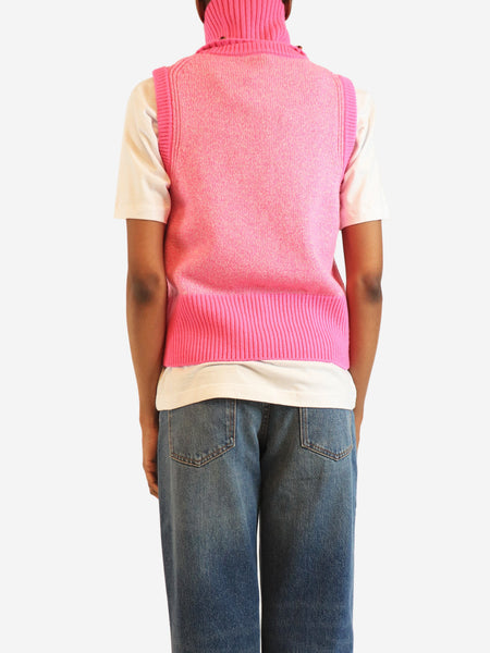 Pink wool-blend jumper vest with snood - size S alternate image