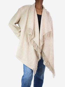 Isabel Marant Etoile Cream fringed wool-blend coat - size UK 6