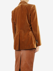 Bella Freud Tan velvet jacket - size UK 12