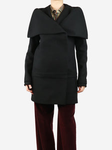 Givenchy Black wool-blend coat with oversized collar - size UK 12