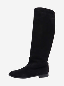 Manolo Blahnik Black suede fur-lined knee-high boots - size EU 40.5