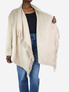 Isabel Marant Etoile Cream fringed wool-blend coat - size UK 6