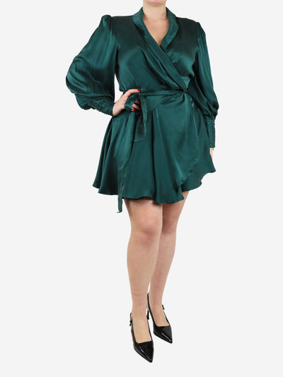 Dark green silk mini wrap dress - size UK 16 Dresses Zimmermann 