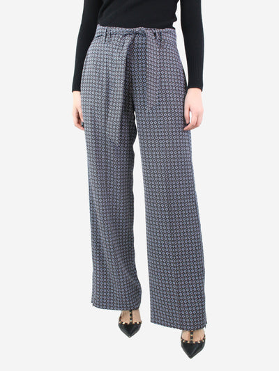 Blue belted pattern trousers - size UK 10 Trousers ME+EM 