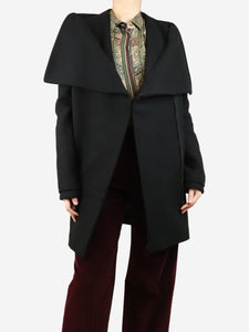 Givenchy Black wool-blend coat with oversized collar - size UK 12