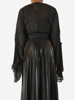Black pleated stripe wrap top - size UK 6 Tops Georgia Hardinge 