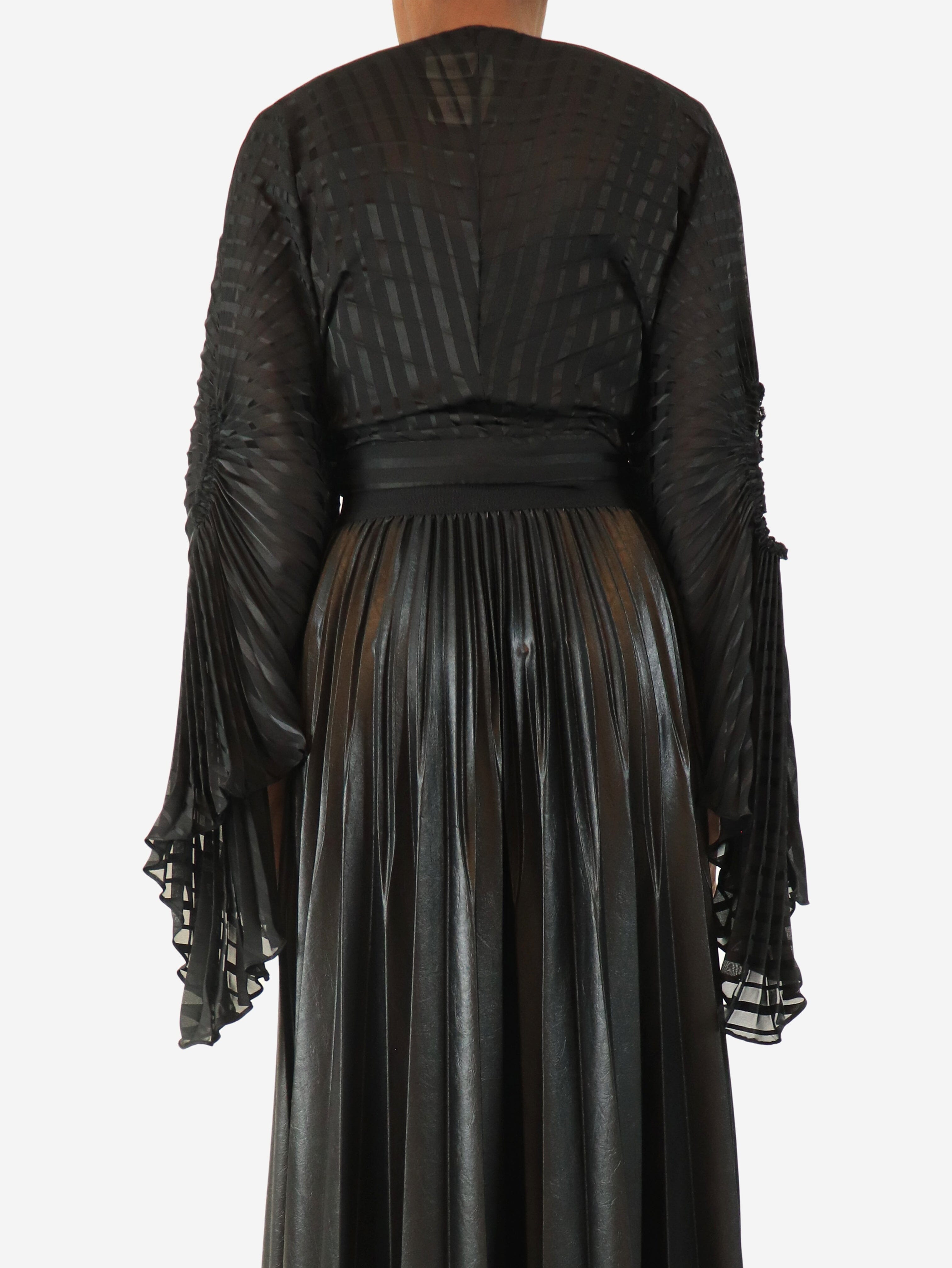 Black pleated stripe wrap top - size UK 6 Tops Georgia Hardinge 