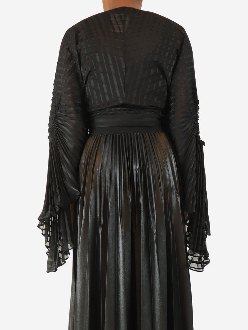 Black pleated stripe wrap top - size UK 6 Tops Georgia Hardinge 