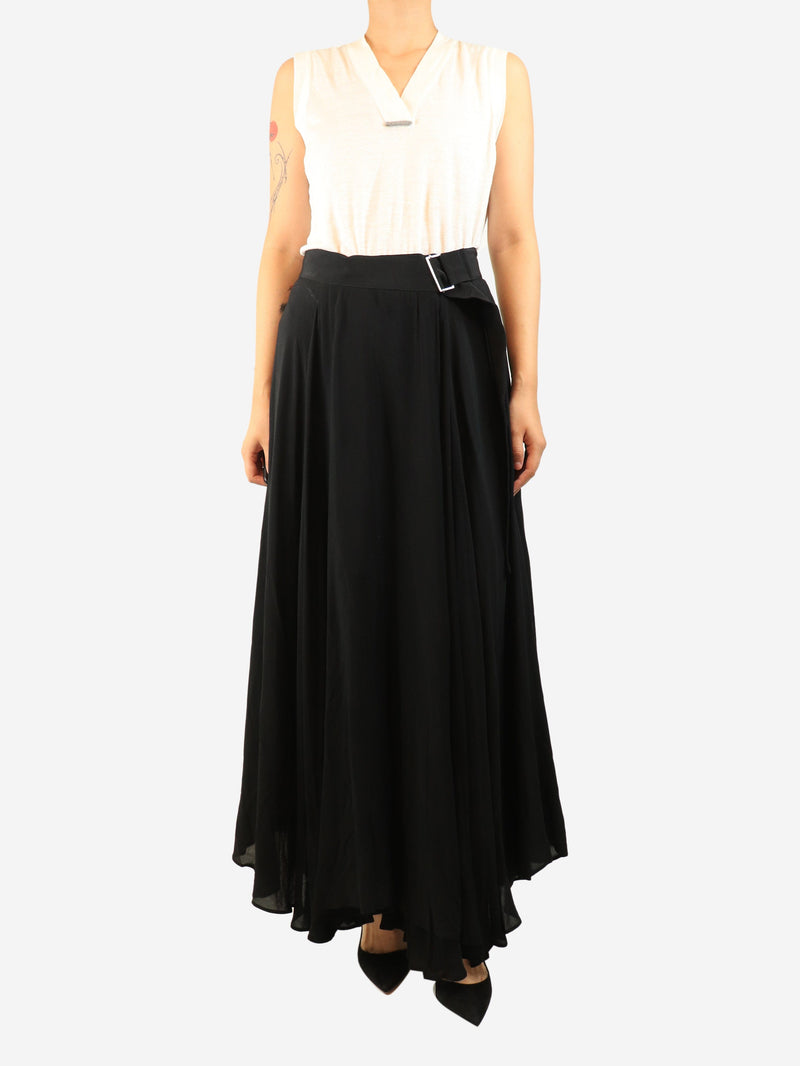 Black maxi wrap skirt - size UK 10
