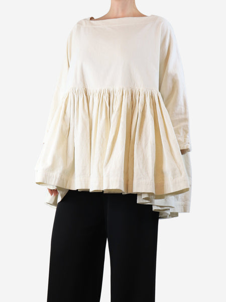 Ivory corduroy peplum top - size product image