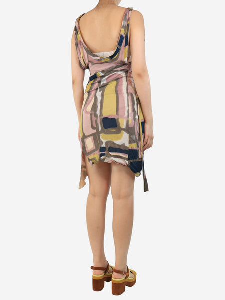 Multi printed strap dress - size UK 8 alternate image