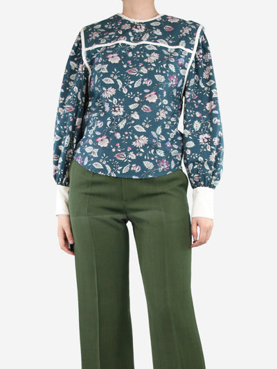 Dark green floral cotton poplin top - size UK 8 Tops Isabel Marant 