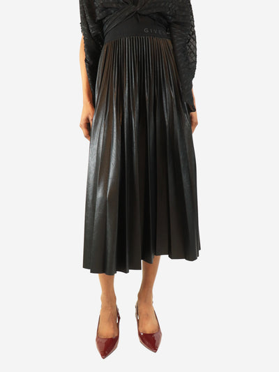 Black pleated faux-leather midi skirt - size UK 8 Skirts Givenchy 