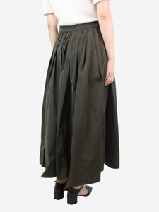 'S Max Mara Dark green nylon pleated skirt - size UK 10