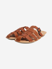 Cognac Amalfi woven leather sandals - size EU 40 Flat Sandals VIBAe 