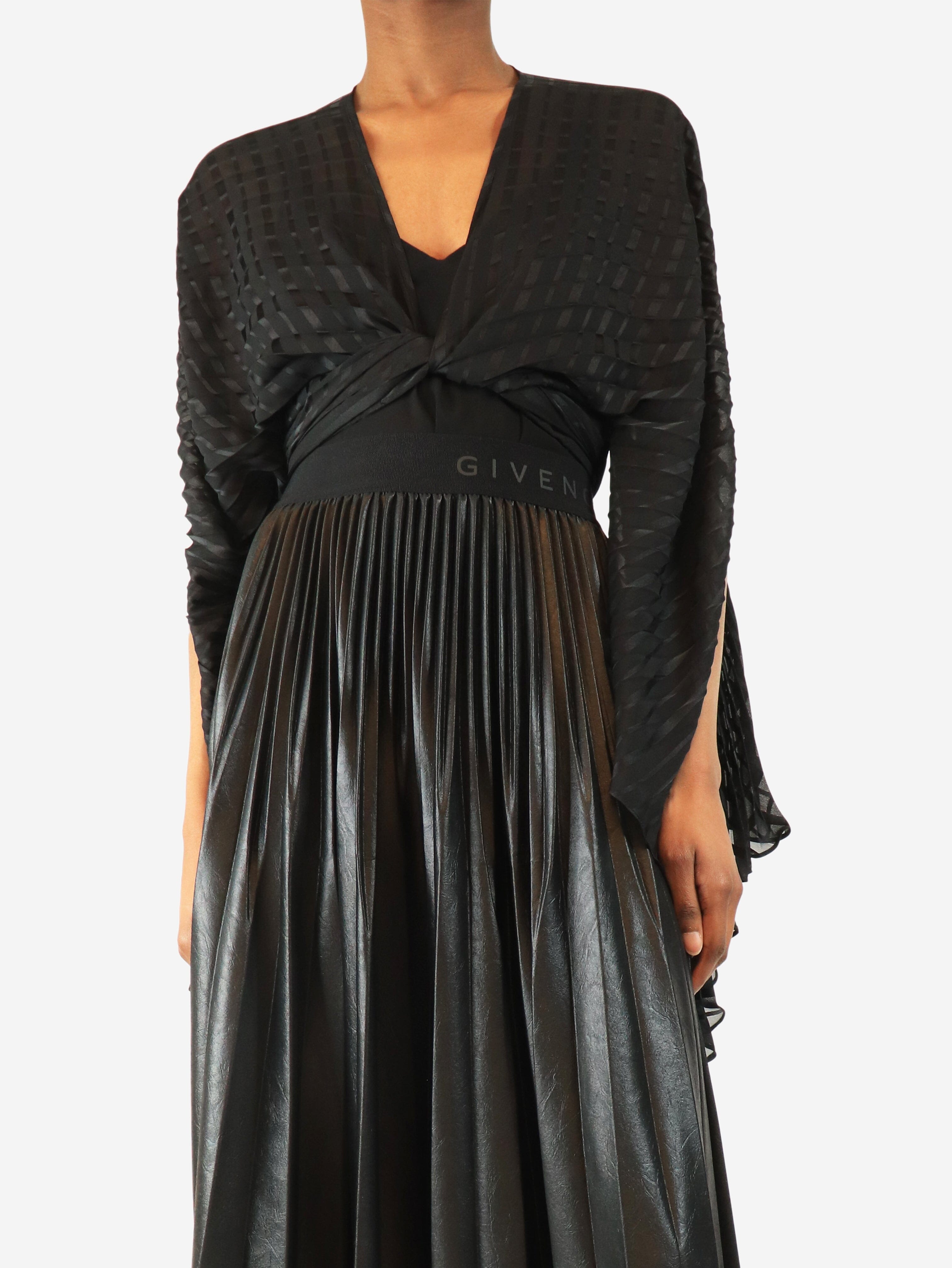 Black pleated stripe wrap top - size UK 6 Tops Georgia Hardinge 