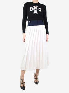 Victoria Victoria Beckham White pleated satin midi skirt - size UK 10
