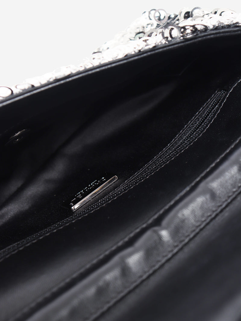 Silver 2020 Sequin Classic Single Flap bag