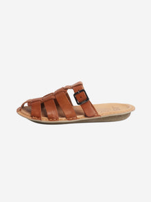Cognac Amalfi woven leather sandals - size EU 40 Flat Sandals VIBAe 