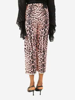 Pink leopard leopard printed denim capri - size UK 10 Trousers Roberto Cavalli 