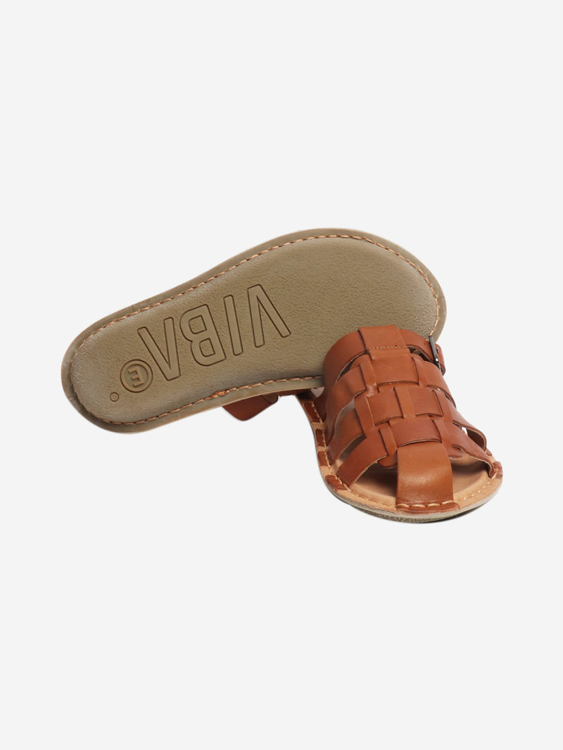 Cognac Amalfi woven leather sandals - size EU 40 Flat Sandals VIBAe 