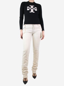 Stella McCartney Cream contrast-stitched jeans - size UK 8