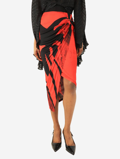 Red ruched midi skirt - size S Skirts Louisa Ballou 