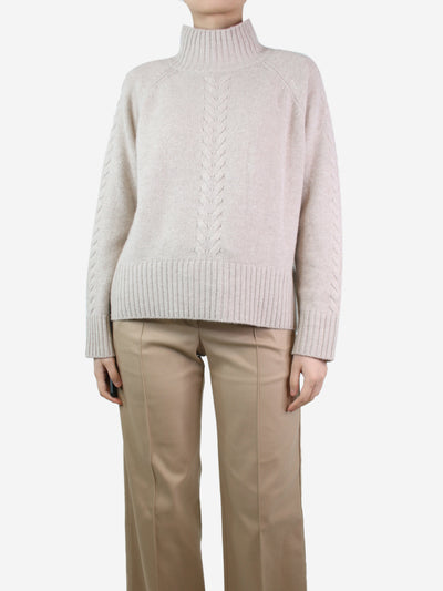 Beige cable knit jumper - size M Knitwear Jardin Des Orangers 
