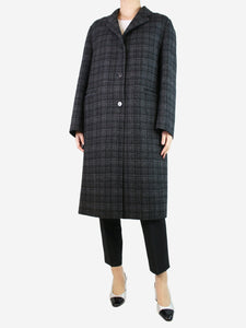 Christian Dior Grey checkered wool-blend coat - size UK 8