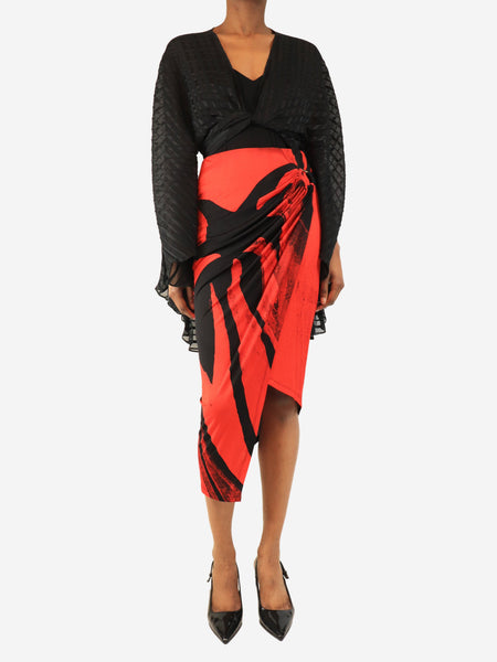 Red ruched midi skirt - size S alternate image