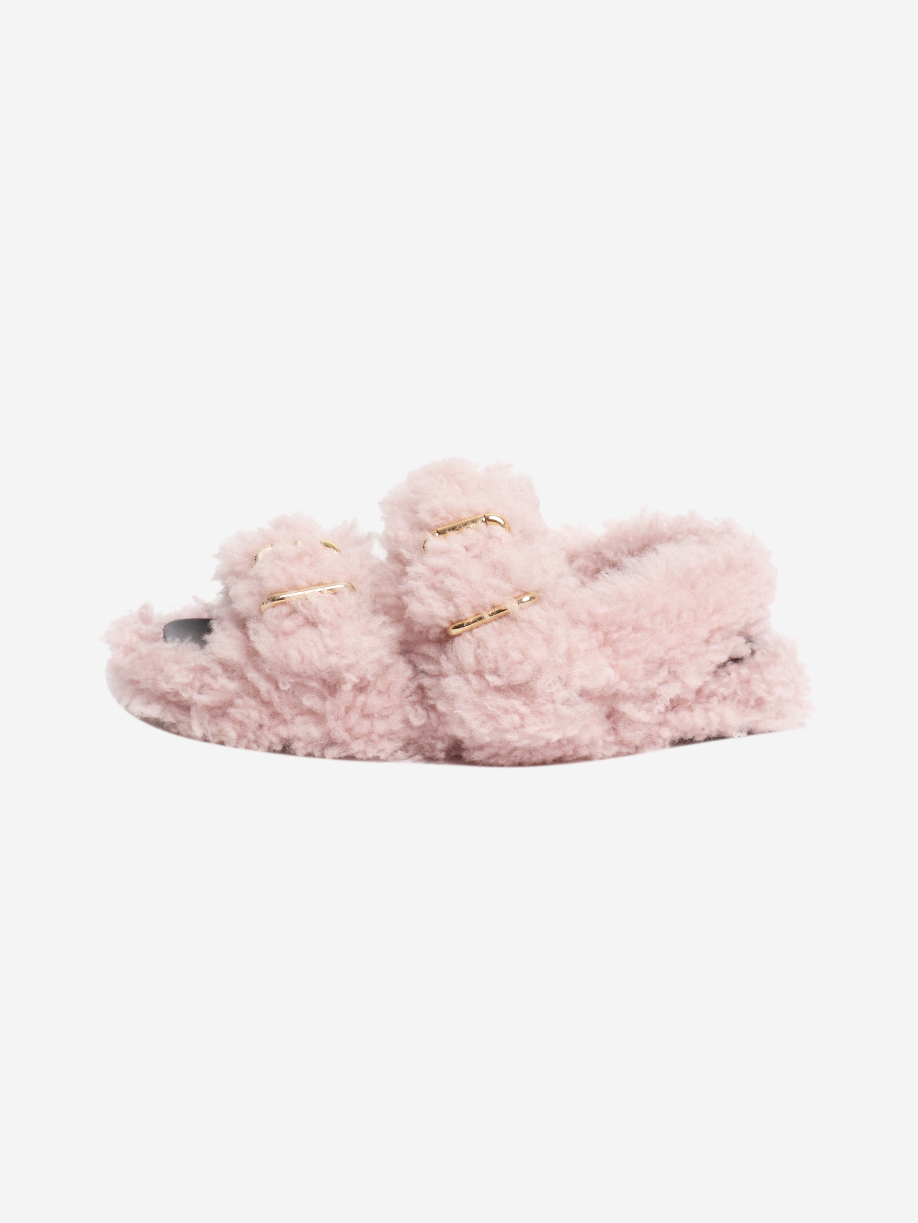 Pink shearling sandals - size EU 40 Flat Sandals Marni 