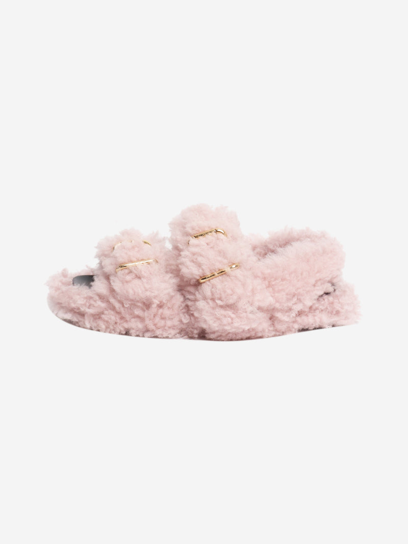 Pink shearling sandals - size EU 40 Flat Sandals Marni 