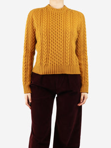 Johnstons of Elgin Raw sienna Aran cable-knit jumper - size S