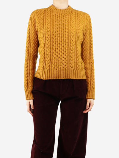 Raw sienna Aran cable-knit jumper - size S Knitwear Johnstons of Elgin 