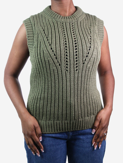 Olive green cable knit jumper vest - size M Knitwear G. Label by Goop 