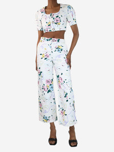 Alessandra Rich Multi floral-printed cropped top and jeans set - size S