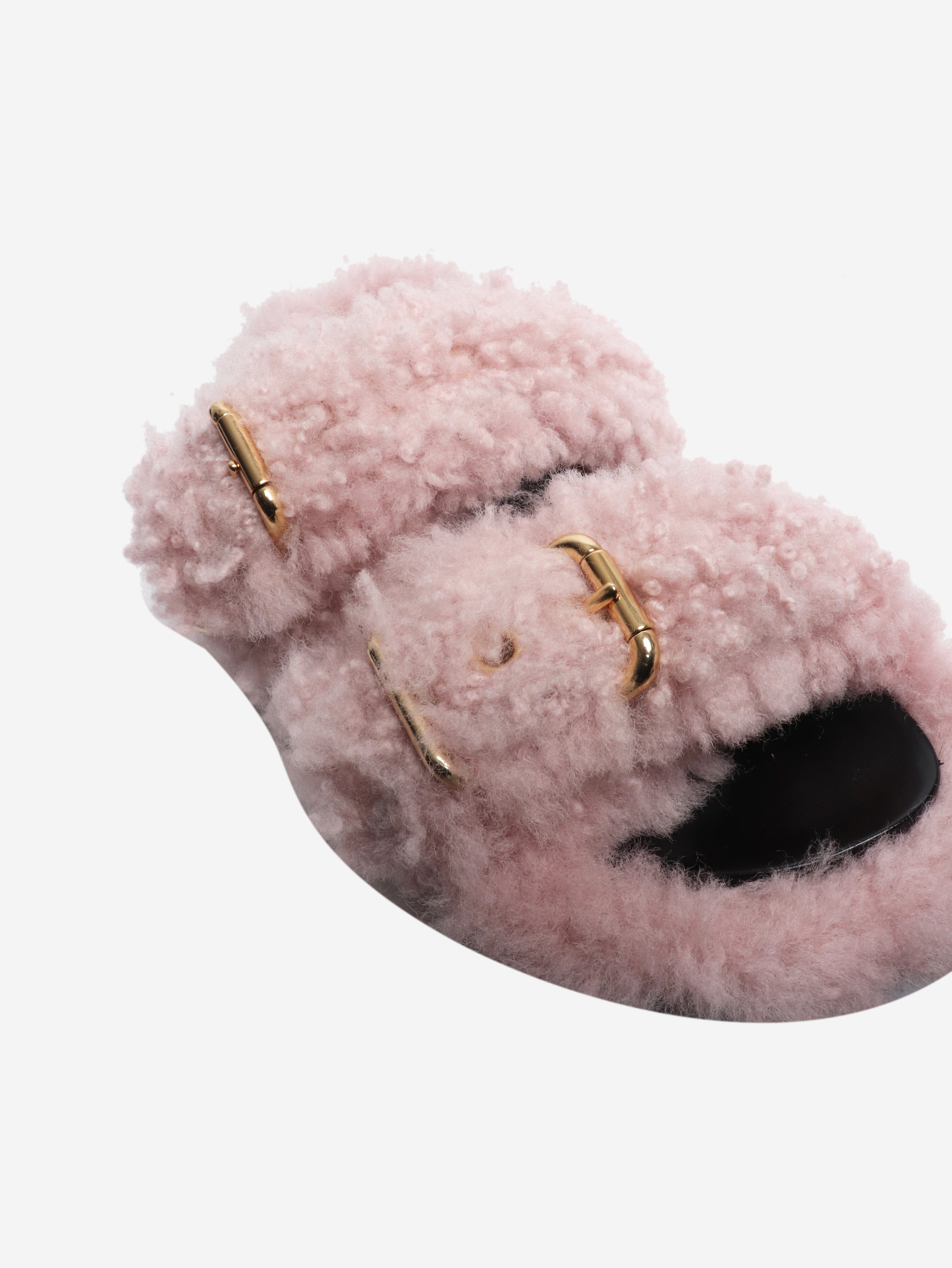 Pink shearling sandals - size EU 40 Flat Sandals Marni 