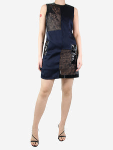 Christopher Kane Dark blue sleeveless lace-trimmed dress - size UK 10