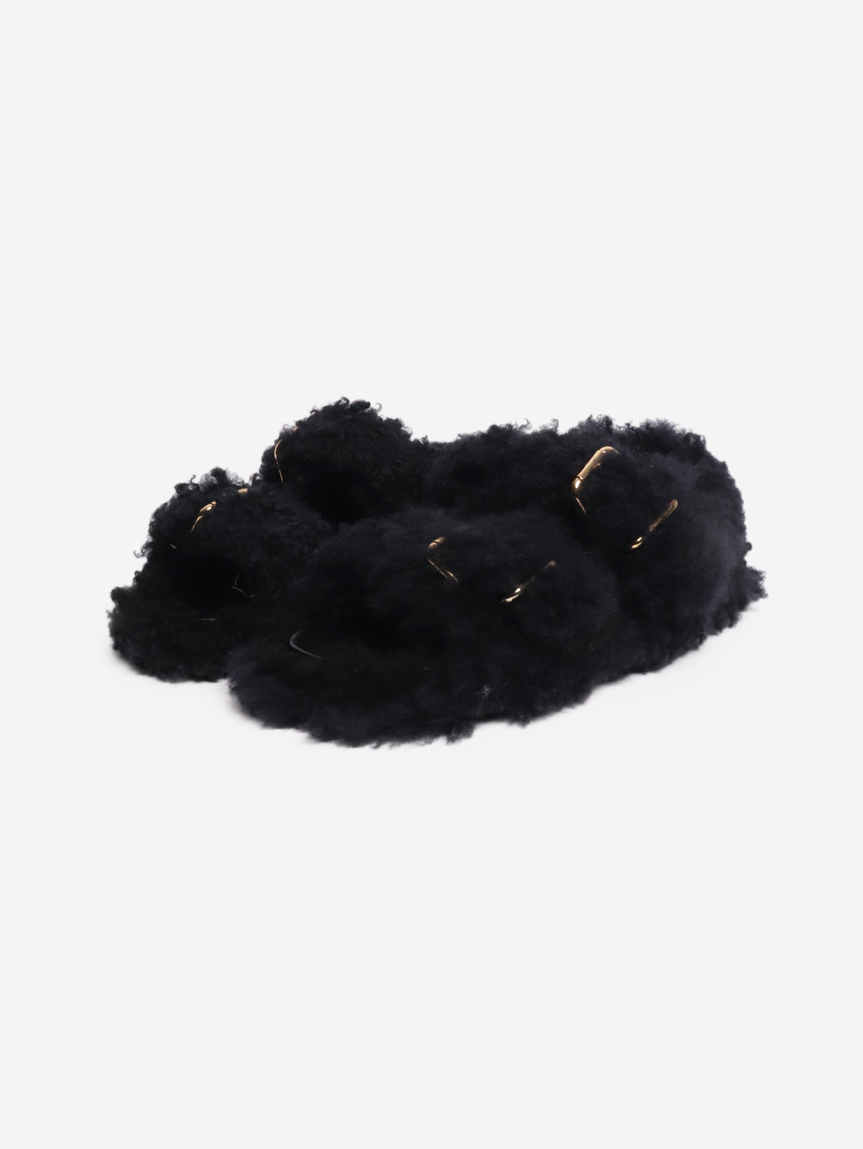Black shearling sandals - size EU 40 Flat Sandals Marni 
