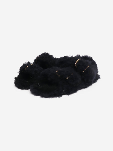 Black shearling sandals - size EU 40 alternate image