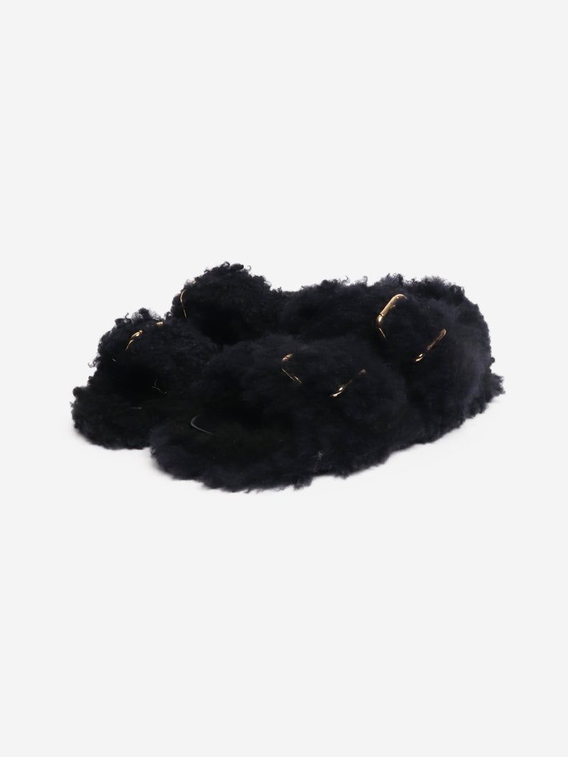 Black shearling sandals - size EU 40 Flat Sandals Marni 