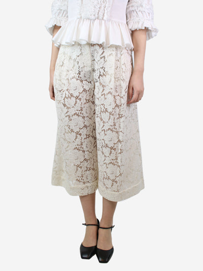 Cream lace pleated cullottes - size UK 10 Trousers Valentino 