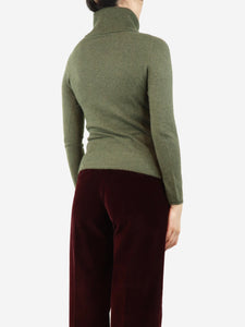 Divine Cashmere Green cashmere roll-neck jumper - size S