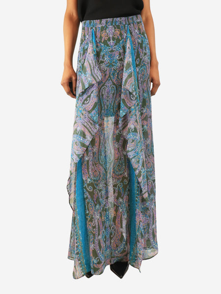 Purple chiffon printed maxi skirt - size S product image