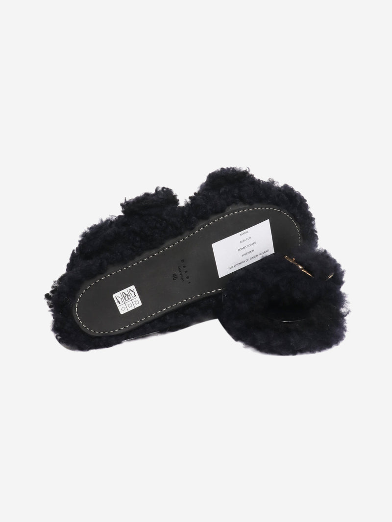 Black shearling sandals - size EU 40 Flat Sandals Marni 